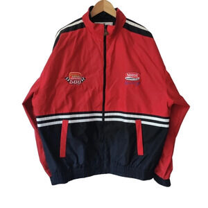 Vintage 90s Speed Zone NASCAR Jacket Zip Red Windbreaker Nestle Golden Coral XL